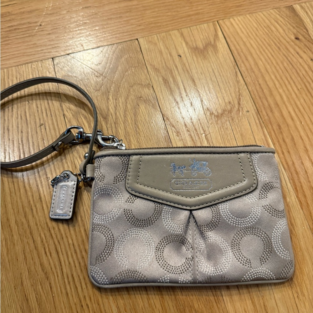 Coach Taupe Wristlet with Circular Design